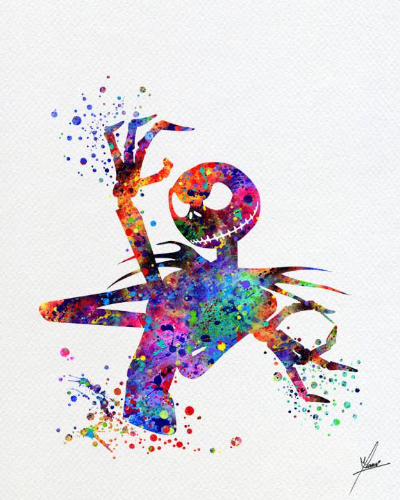 576x720 Jack Skellington The Night Before Christmas Watercolor Print - Christmas Watercolor Images