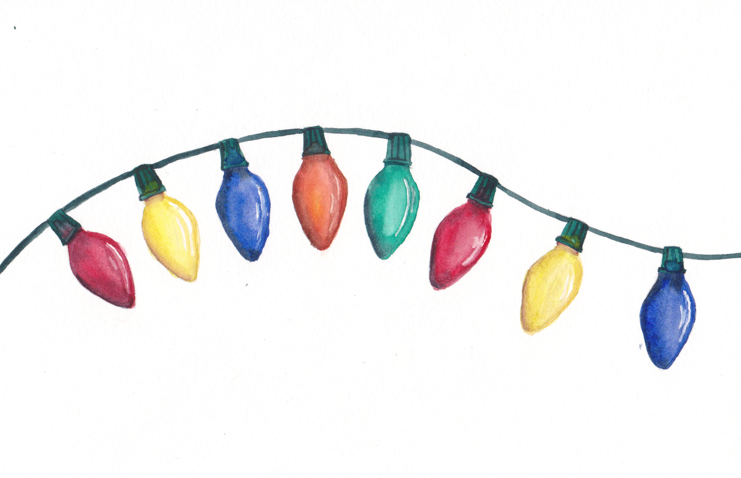 2541x1641 8 Colorful Lights Original Watercolor Esther Beler Wodrich - Christmas Watercolor Images