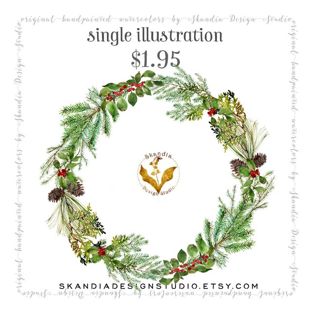 642x642 Watercolor Clipart Christmas Wreath Clipart Holiday Clipart Etsy - Christmas Watercolor Images