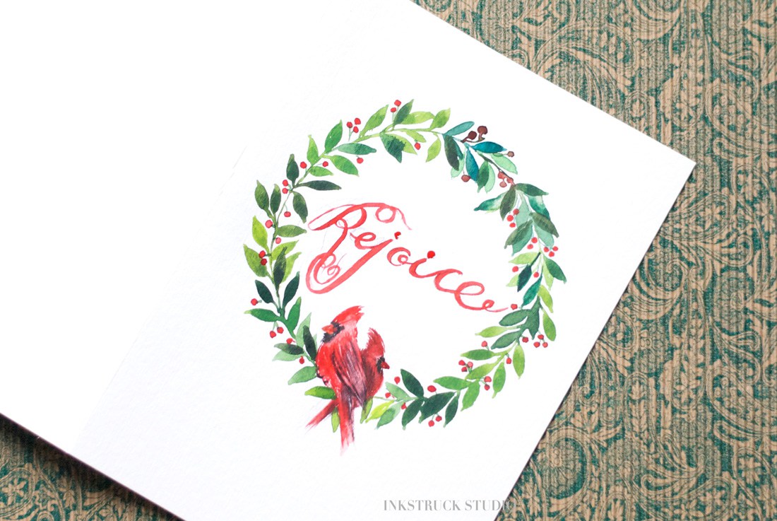 1100x737 Diy Watercolor Christmas Wreath Card - Christmas Wreath Watercolor