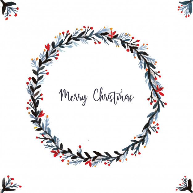 626x626 Watercolor Christmas Wreath Vector Free Download - Christmas Wreath Watercolor