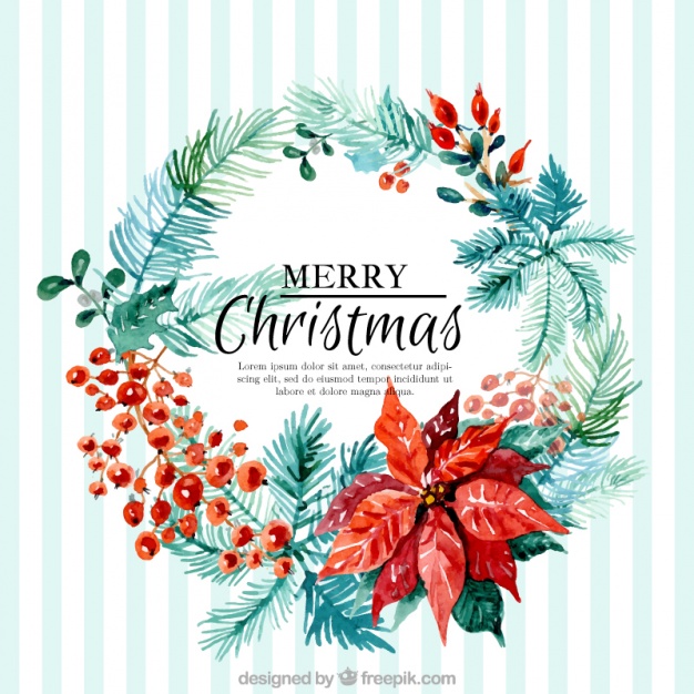 626x626 Watercolor Christmas Wreath Background Vector Free Download - Christmas Wreath Watercolor