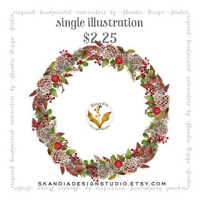 642x642 Watercolor Clipart Christmas Wreath Clipart Watercolor Etsy - Christmas Wreath Watercolor