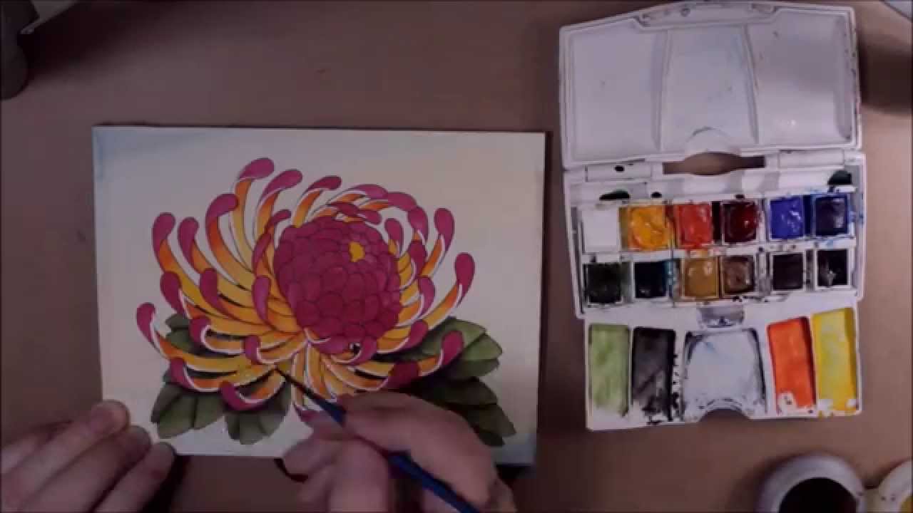 1280x720 Watercolor Chrysanthemum Painting - Chrysanthemum Watercolor