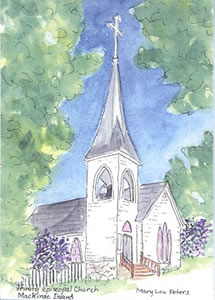 215x300 Watercolor Paintings Of Mackinac Island Churches By Nothern - Church Watercolor