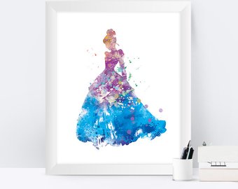 340x270 70% Cinderella Watercolor Watercolor Disney Disney Decor - Cinderella Watercolor