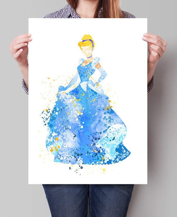 570x697 Cinderella Disney Print Princess Watercolor Cinderella Etsy - Cinderella Watercolor