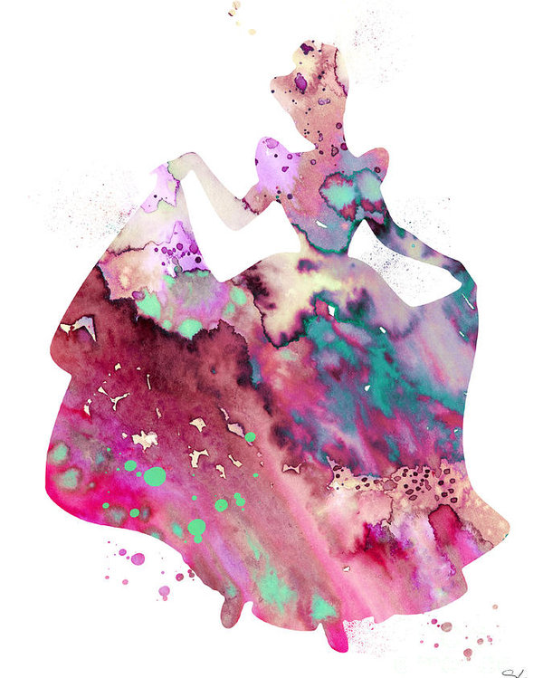 600x749 Cinderella Poster By Watercolor Girl - Cinderella Watercolor