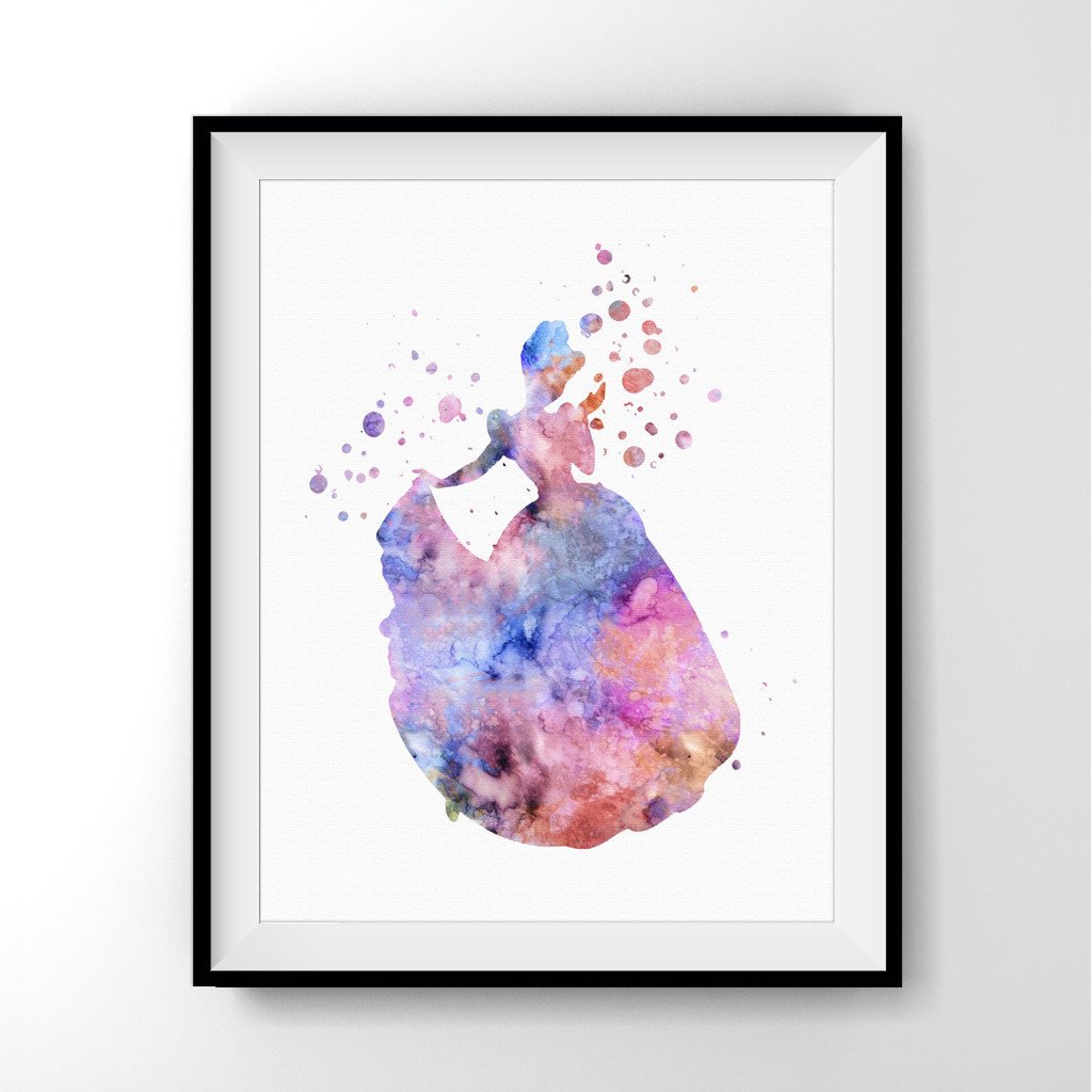 1024x1024 Cinderella Watercolor Art Print Poster - Cinderella Watercolor