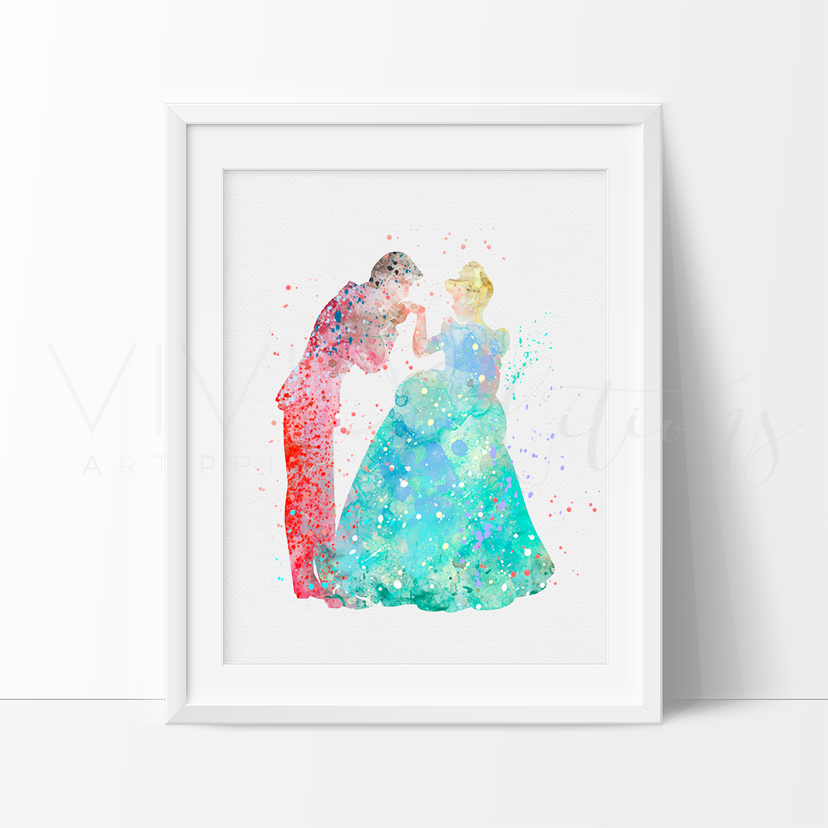 1200x1200 Cinderella Amp Prince Charming Princess Baby Girl Nursery Art Print - Cinderella Watercolor