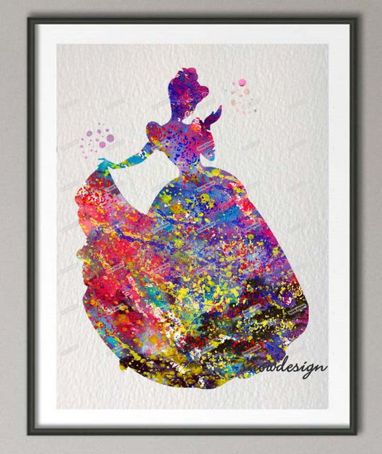 539x640 Diy Original Watercolor Princess Cinderella Canvas Painting Wall - Cinderella Watercolor