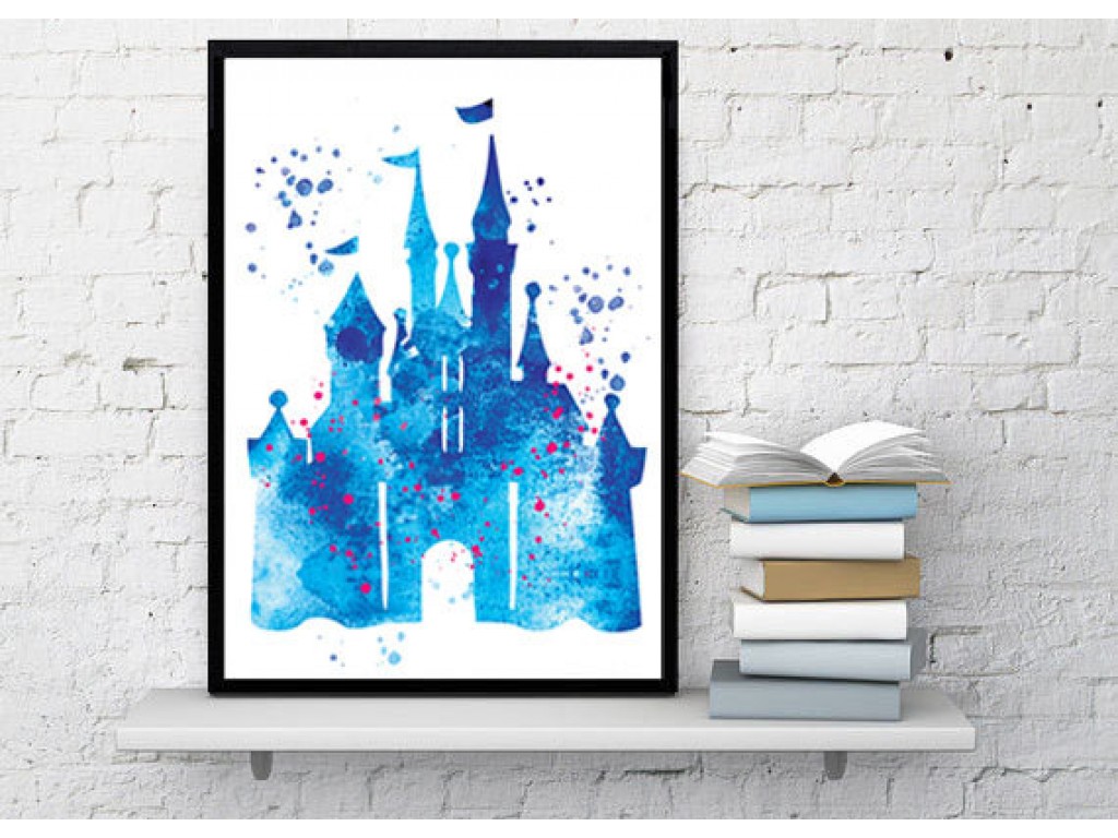 1024x768 Disney Castle Watercolor Art Print Disney Cinderella Castle - Cinderella Watercolor