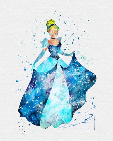 384x480 Disney Princesses Watercolor Art Print Everything Disney - Cinderella Watercolor