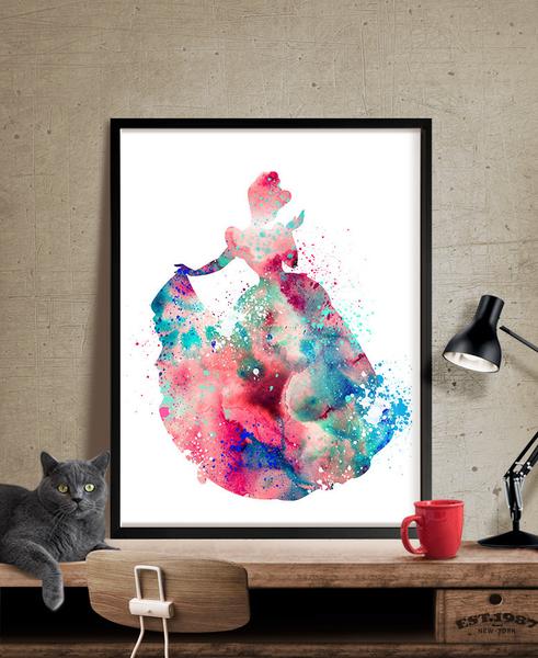 491x600 Cinderella Art Print, Princess Watercolor Of Disney, Watercolor - Cinderella Watercolor