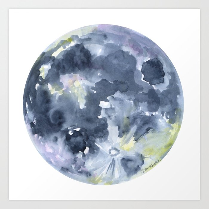 700x700 Full Moon Watercolor Art Print By Susanwindsor Society6 - Circle Watercolor Art