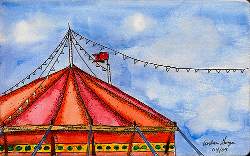 500x313 Circus Tent In Watercolor A Spin Off Of This Photo. Just - Circus Watercolor