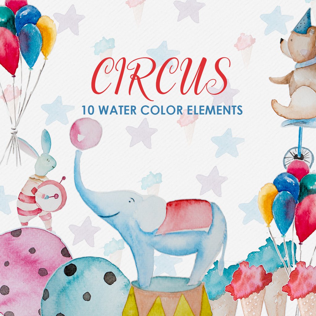 1024x1024 Circus Watercolor Clipart Ca0104 - Circus Watercolor