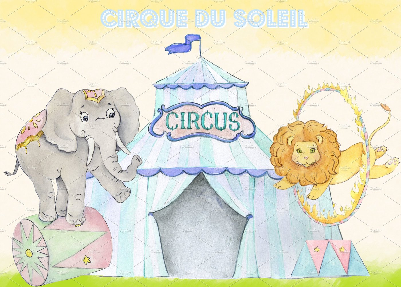 1400x1000 Watercolor Circus Clipart Images By Whimseez - Circus Watercolor
