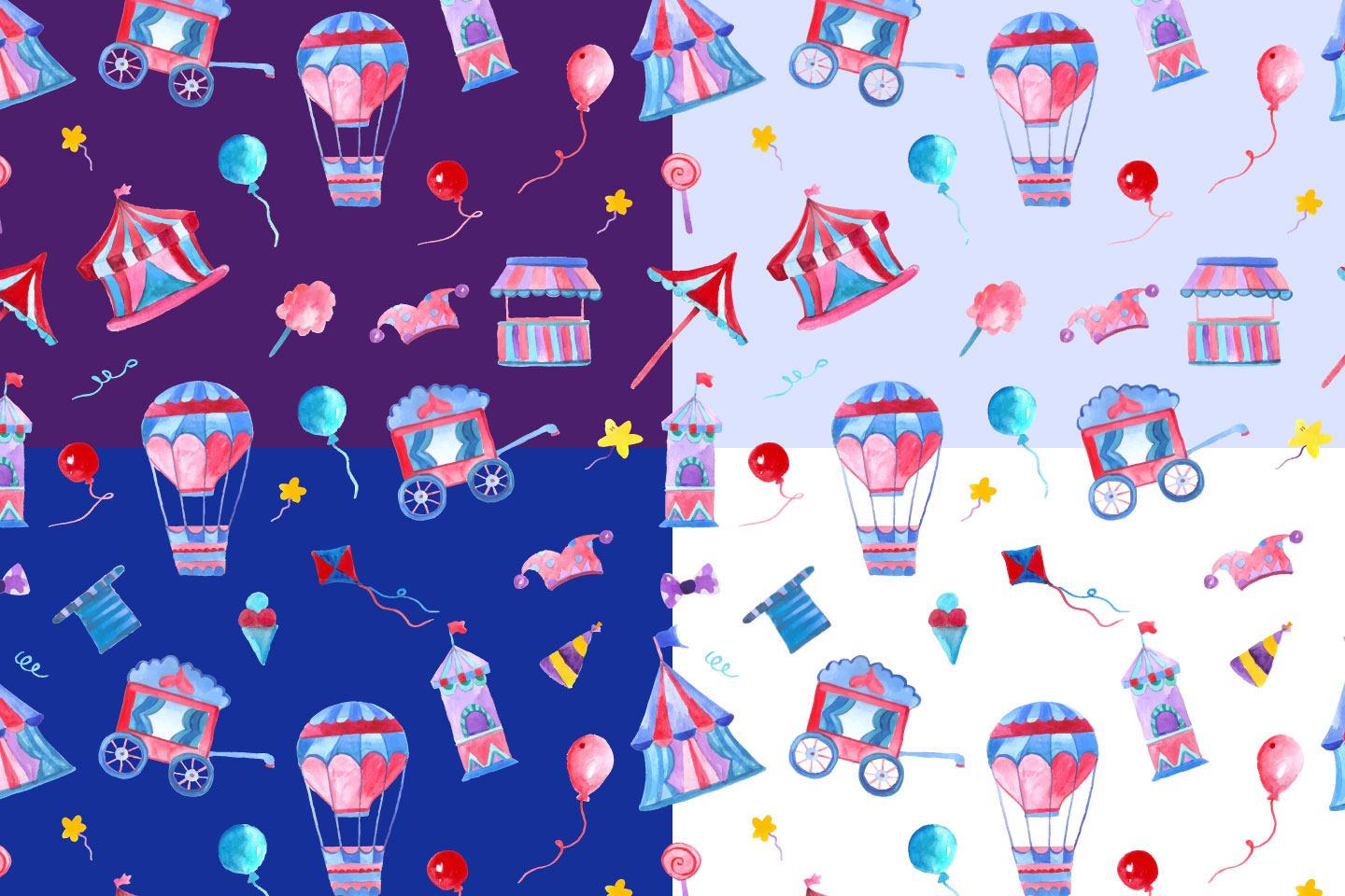 1440x960 Watercolor Circus Vector Seamless Free Pattern - Circus Watercolor