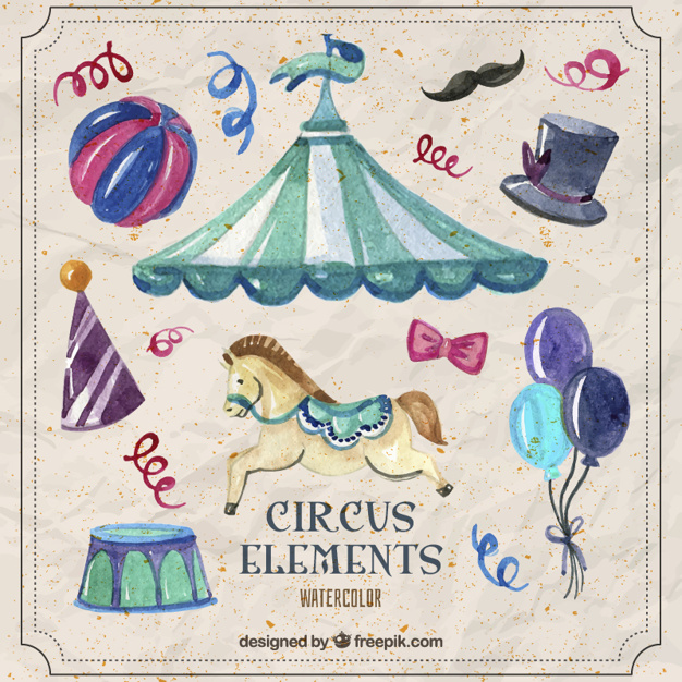 626x626 Watercolor Beautiful Circus Elements Stock Images - Circus Watercolor