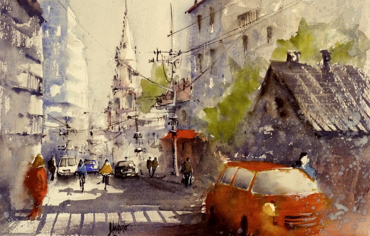 1196x764 Watercolor Cityscape Part 2 - Cityscape Watercolor Painting