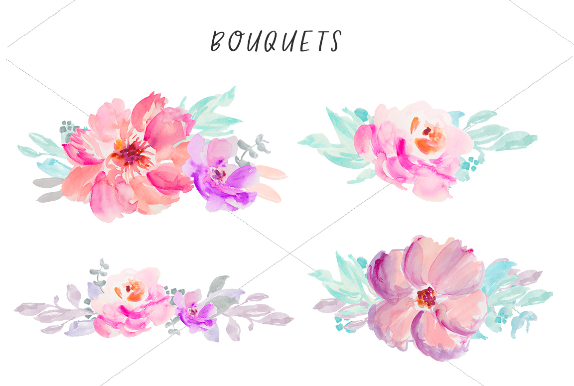 1152x775 Watercolor Floral Clip Art - Clipart Watercolor Flowers