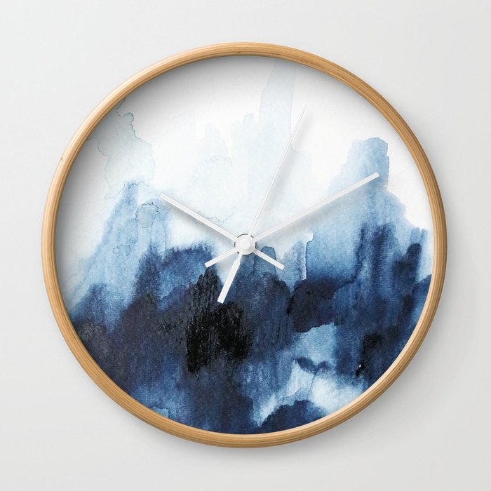700x700 Indigo Watercolor 2 Wall Clock By Jenmerli Society6 - Clock Watercolor