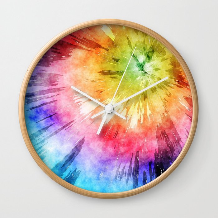 700x700 Tie Dye Watercolor Wall Clock By Perkinsdesigns Society6 - Clock Watercolor