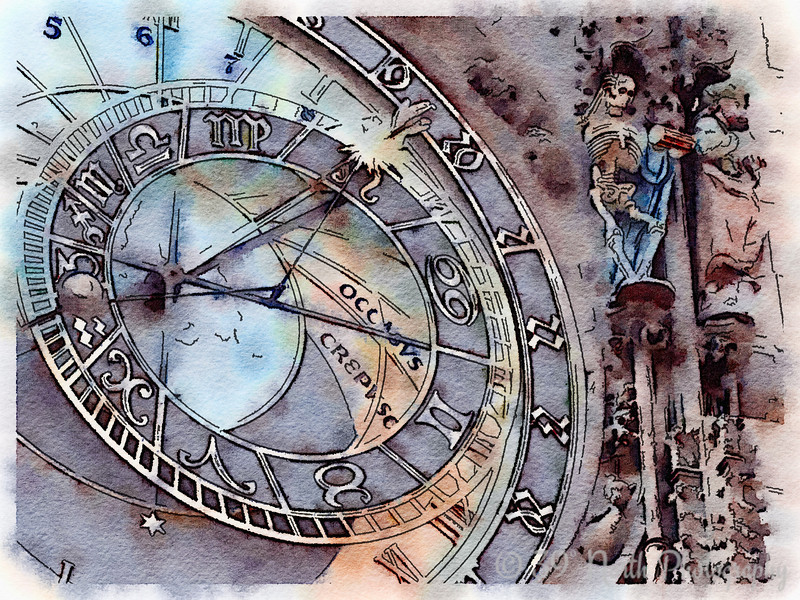 800x600 Watercolor Thursday Astronomical Clock - Clock Watercolor