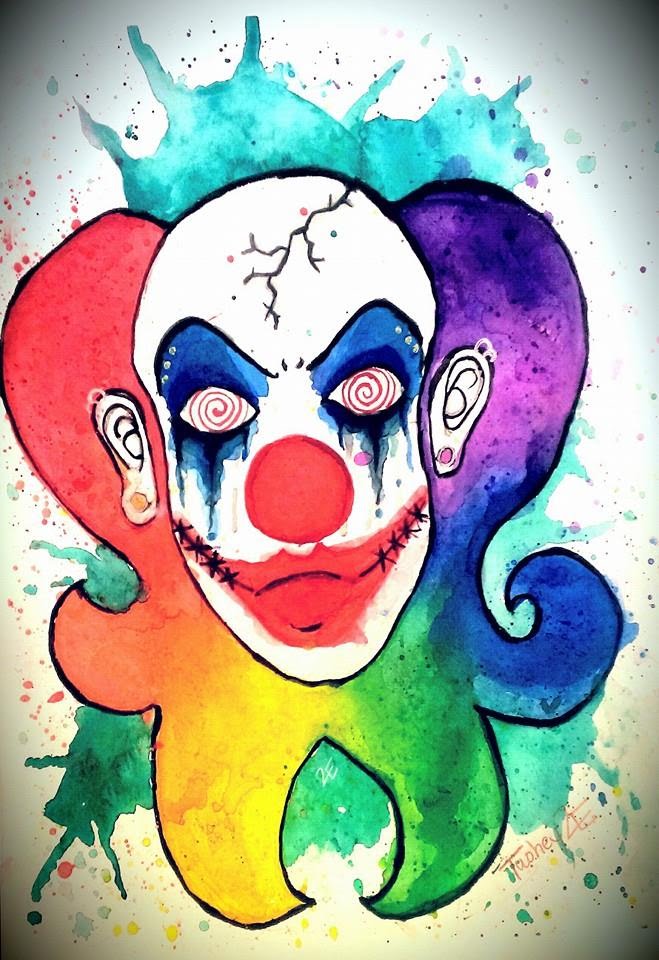 659x960 Halloween Clown Watercolor - Clown Watercolor