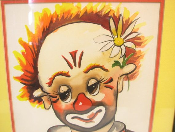 570x428 Original Thayer Clown Watercolor Painting In Frame Etsy - Clown Watercolor
