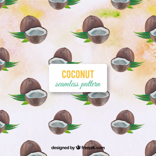 626x626 Watercolor Coconut Background Vector Free Download - Coconut Water Color