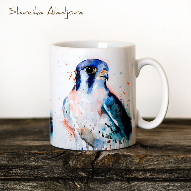 650x650 American Kestrel Watercolor Coffee Mug - Coffee Cup Watercolor