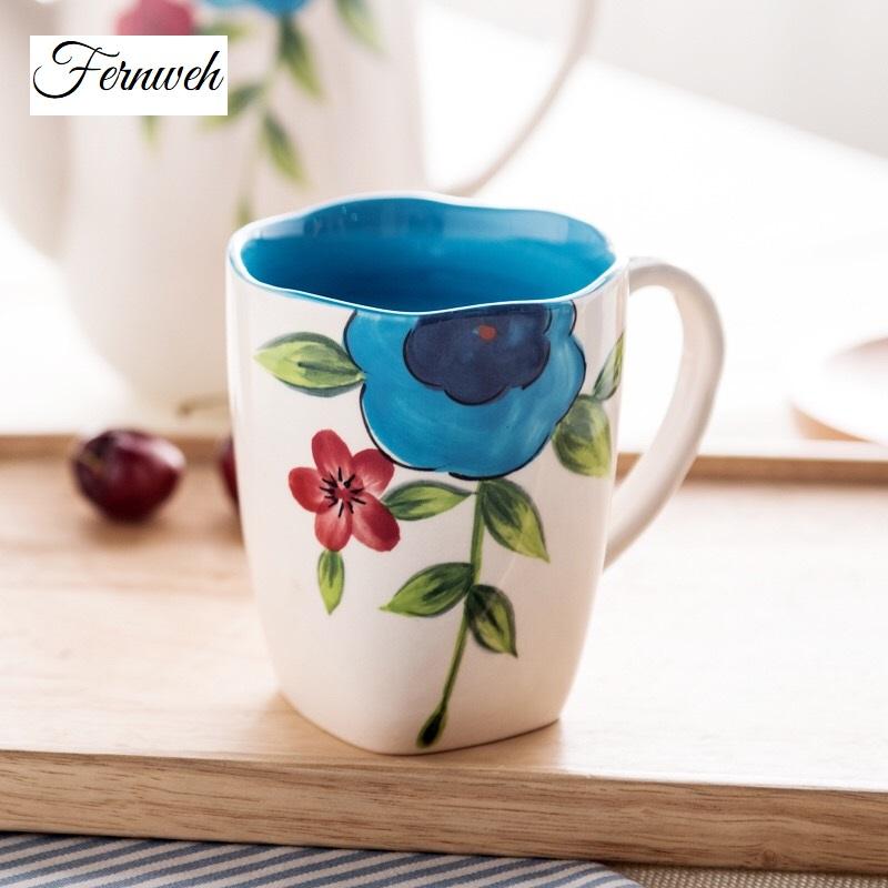 800x800 Hand Painted Watercolor Floral Coffee Mug Fernweh Jewelry - Coffee Mug Watercolor