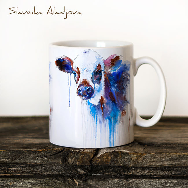 650x650 Cow Watercolor Coffee Mug - Coffee Watercolor