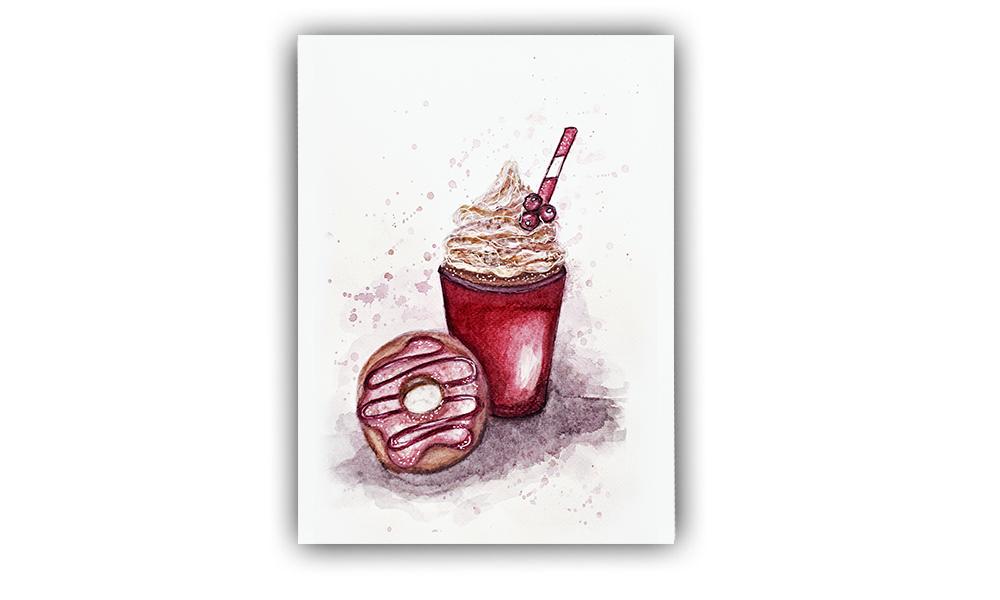 1000x600 Coffee Amp Donut Watercolor + Color Pencils Mixed Media Art Tutorials - Coffee Watercolor