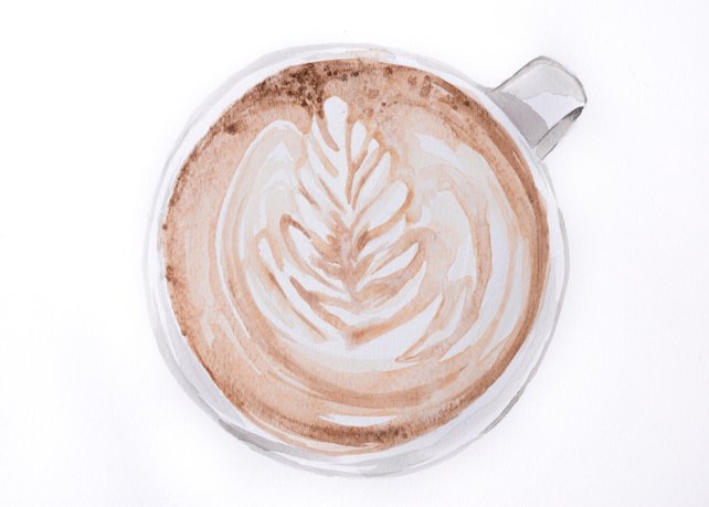 642x459 Latte Watercolor Painting Prints Coffee Print Kitchen Art Etsy - Coffee Watercolor Painting