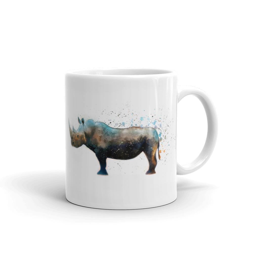 1000x1000 Rhinoceros Watercolor Painting Coffee Mug Whimsical Wild Artwork - Coffee Watercolor Painting