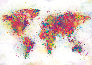 300x214 Map Of The World - Color Splash Watercolor