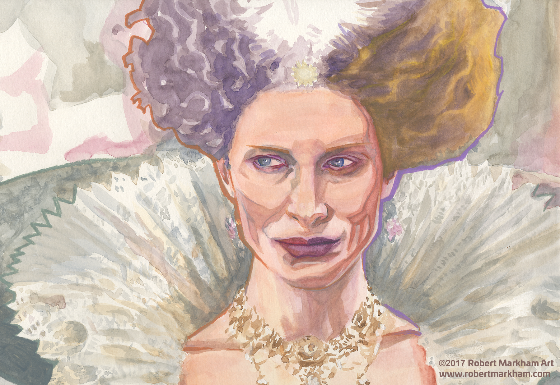 1800x1239 Elizabeth - Colored Pencil On Watercolor Paper