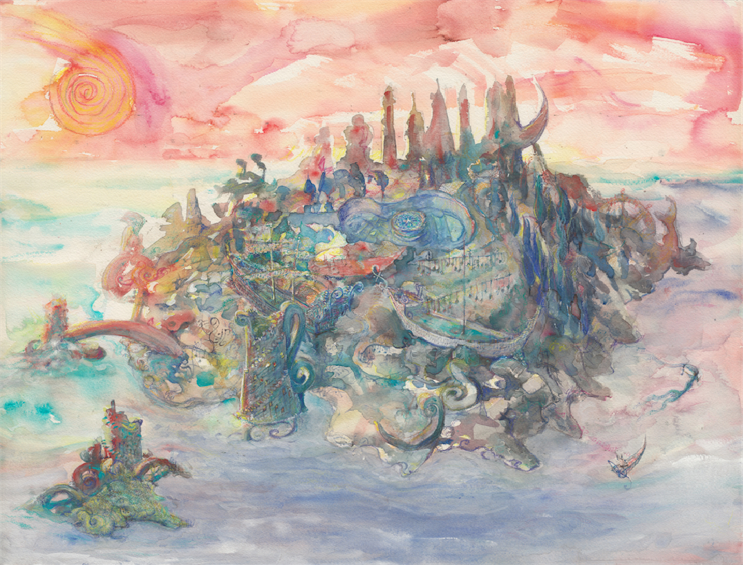 1075x817 Island 5 Opala Kevrali Jay Kauffman - Colored Pencil On Watercolor Paper