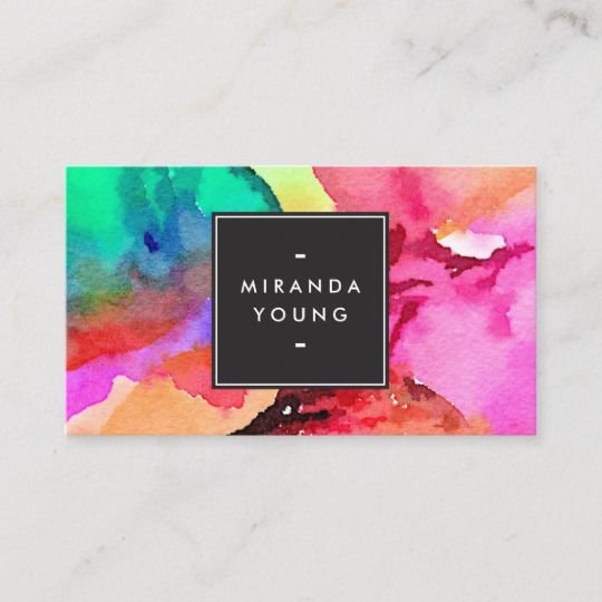 540x540 Bright Colorful Abstract Watercolor Art Business Card - Colorful Watercolor Art