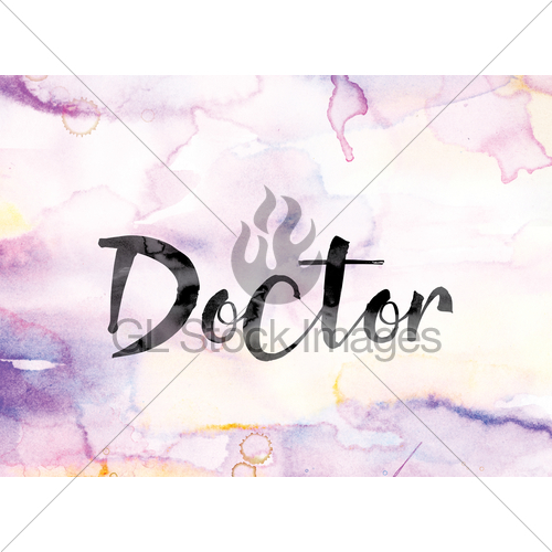 500x500 Doctor Colorful Watercolor And Ink Word Art Gl Stock Images - Colorful Watercolor Art