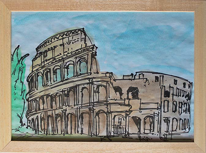673x500 Colosseum Of Rome Painted In Watercolor,and Black Marker On Paper - Colosseum Watercolor