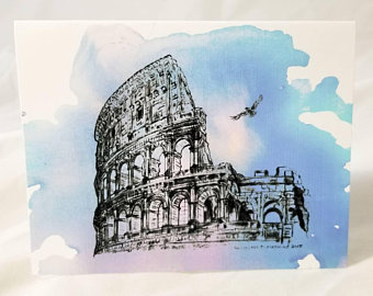 340x270 Colosseum Watercolor Etsy - Colosseum Watercolor