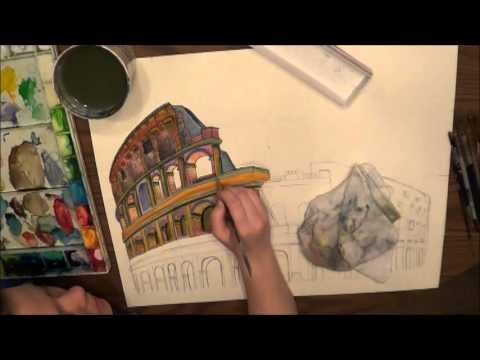 480x360 The Colosseum - Colosseum Watercolor