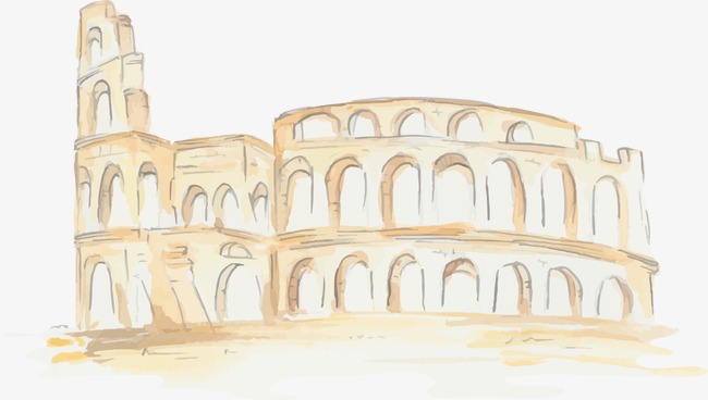 650x368 Watercolor Painted Colosseum, Watercolor Vector, Watercolor, Hand - Colosseum Watercolor