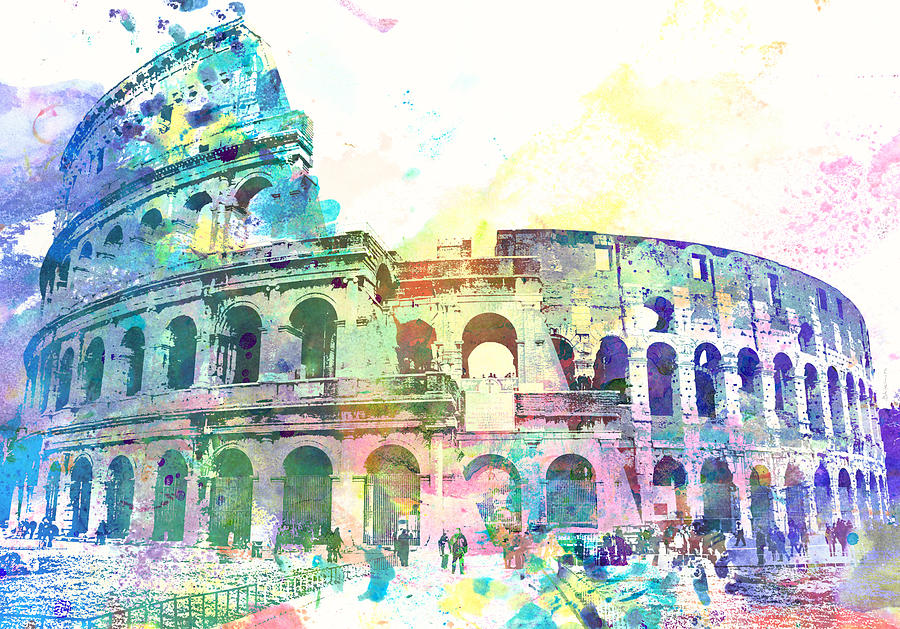 900x629 Colosseo, Roma Painting By Dante Blacksmith - Colosseum Watercolor