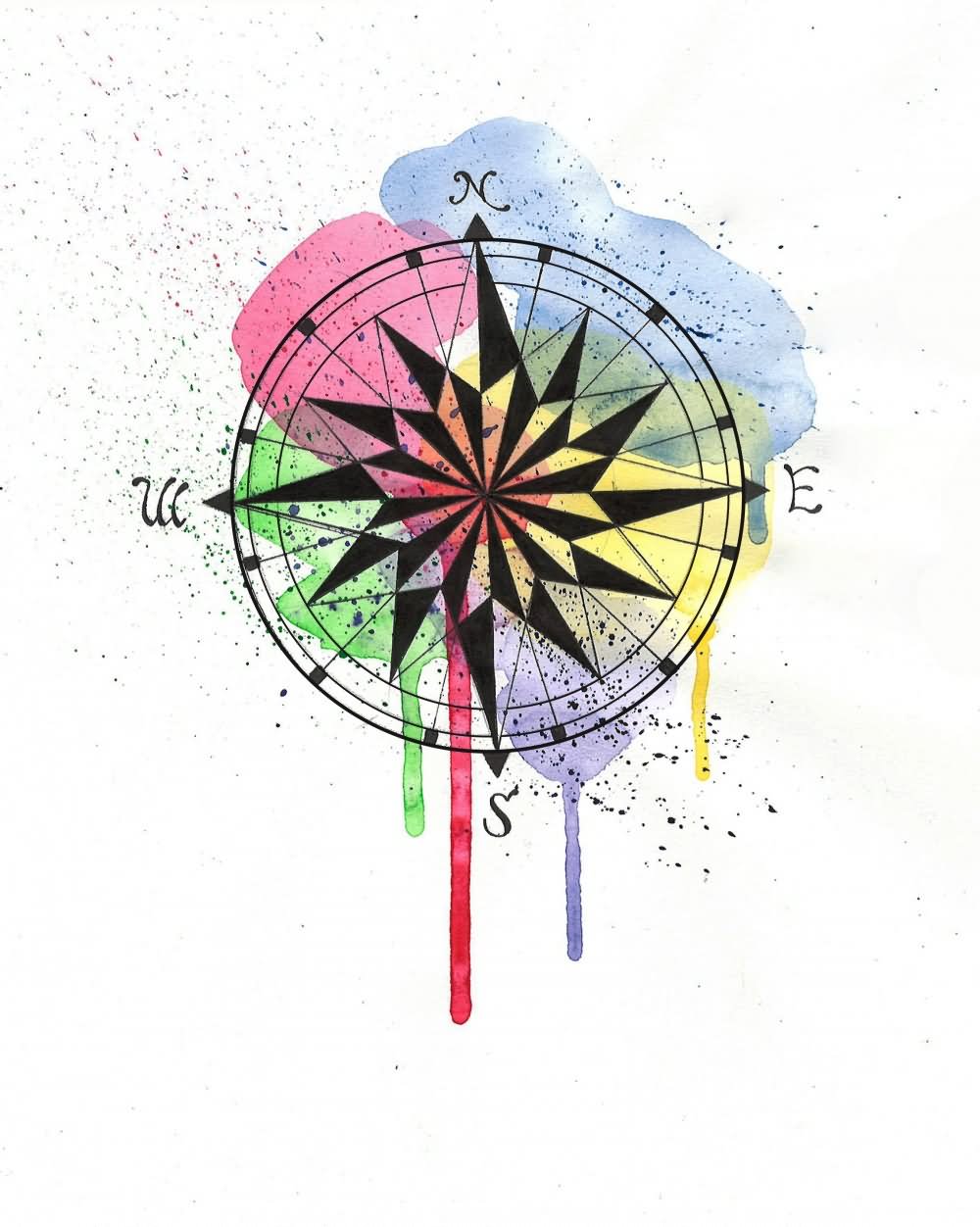 Compass Watercolor at PaintingValley.com | Explore collection of ...