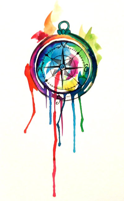 400x648 Watercolor Compass Tattoo By Lucky978 - Compass Watercolor
